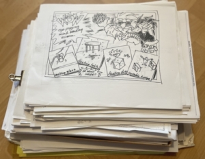Lubor Fiedler stack of papers with ideas